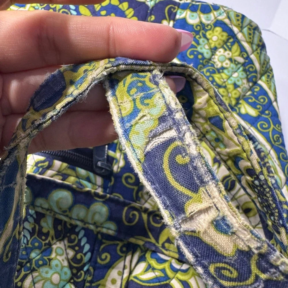 Vera Bradley Rhythm‎ and Blues Green Paisley Quilted Cotton Tote Shoulder Bag